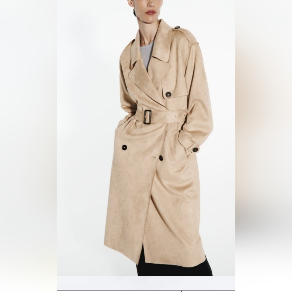 Zara Faux Suede Trench Coat